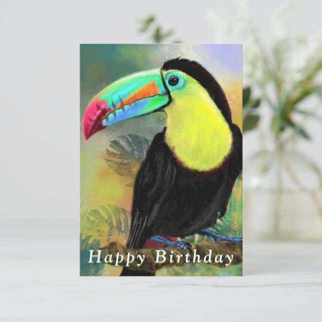 Carte d'anniversaire Toco Toucan Exotic (Debout devant)