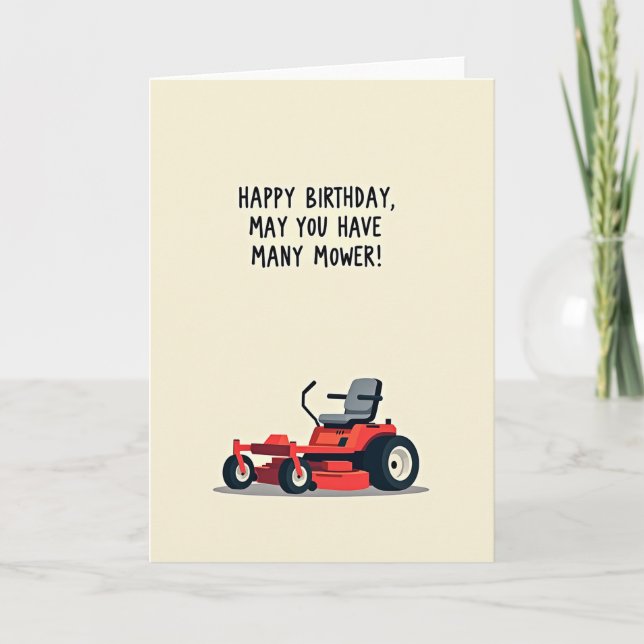 Carte d'anniversaire tondeuse rouge (Devant)