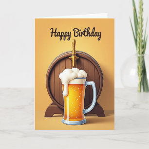 Carte d'anniversaire Tonneau Rustique