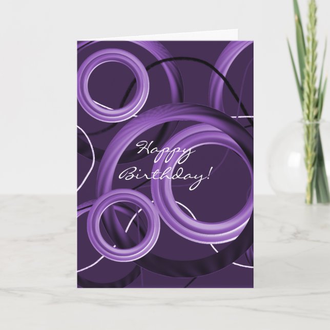 Carte d'anniversaire Tourbillons Violets Modernes (Devant)