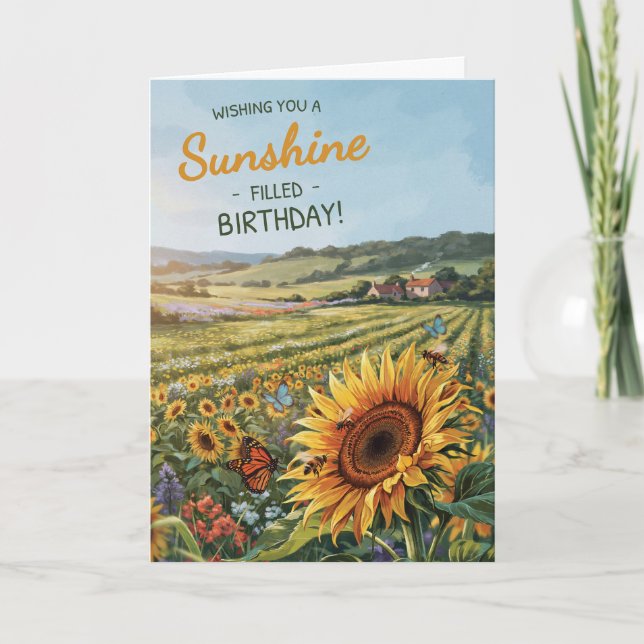 Carte d'anniversaire tournesol pour elle (Devant)