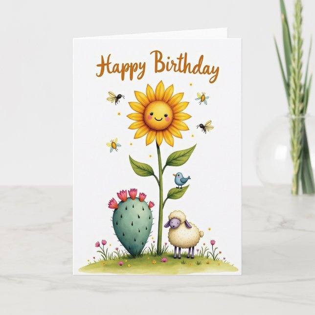 Carte d'anniversaire Tournesol Sourire (Devant)