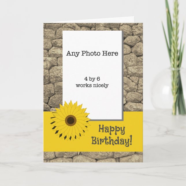 Carte d'anniversaire Tournesol sur Pierre (Devant)