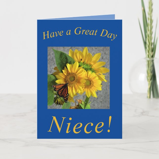 Carte d'anniversaire Tournesols et Papillon pour N (Devant)