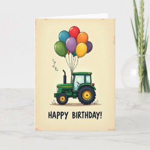 Carte d'anniversaire Tracteur Ballons
