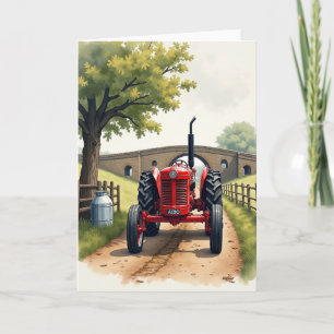 Carte d'anniversaire tracteur nostalgique