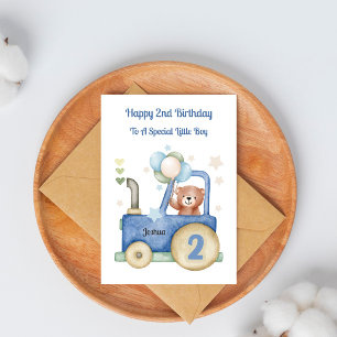Carte d'anniversaire tracteur Teddy pour garçon 2