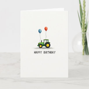 Carte d'anniversaire Tracteur Vert