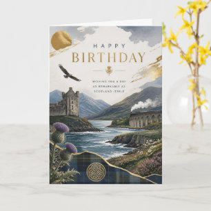 Carte d'anniversaire Train à vapeur du château éco