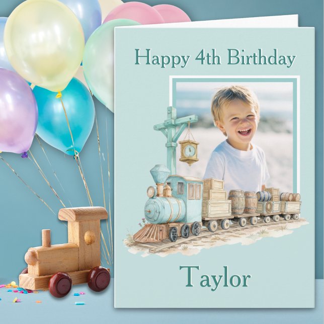 Carte d'anniversaire Train avec une photo pour un  (Créateur téléchargé)
