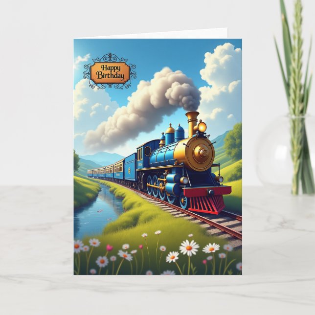 Carte d'anniversaire Train jubilatoire (Devant)