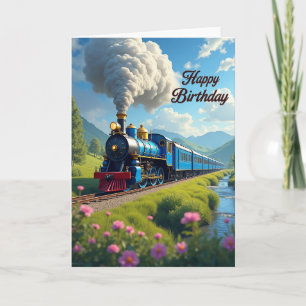 Carte d'anniversaire Train Vintage