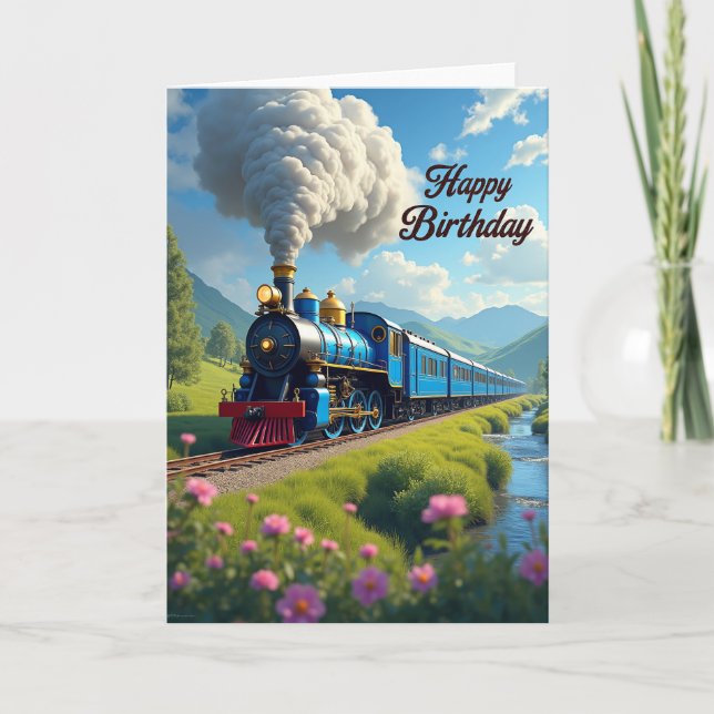 Carte d'anniversaire Train Vintage (Devant)
