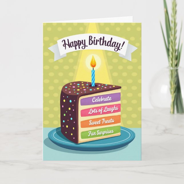 Carte d'anniversaire tranche de gâteau sucré (Devant)