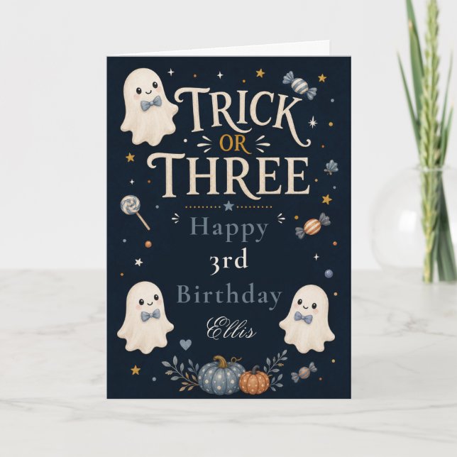 Carte d'anniversaire Trick or Three (Devant)