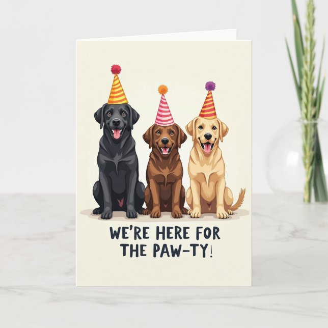 Carte d'anniversaire Trio de chiens festifs (Devant)