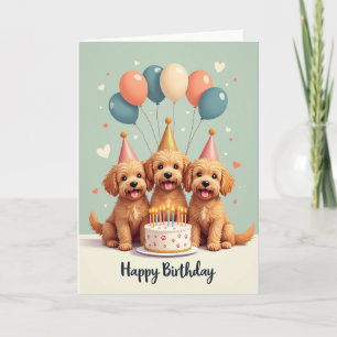 Carte d'anniversaire Trio de chiens joyeux