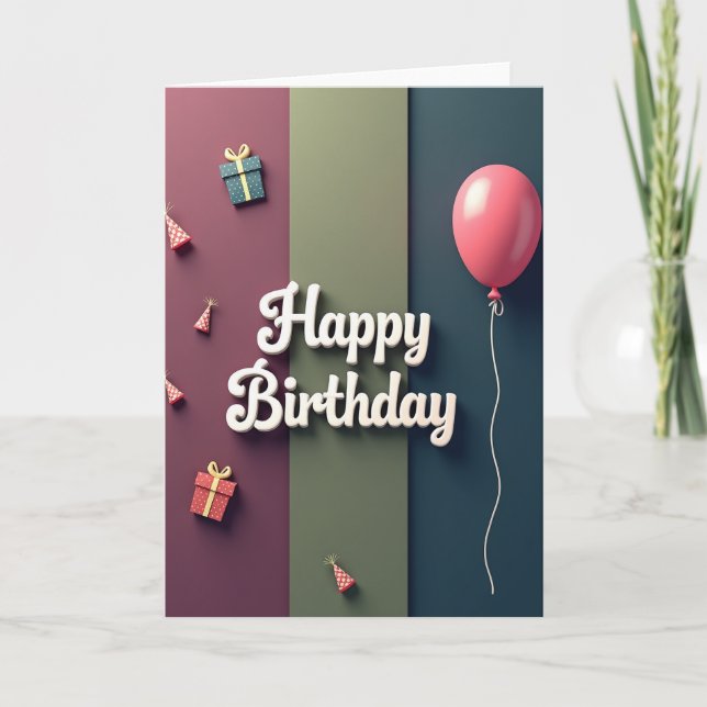 Carte d'anniversaire trois tons (Devant)