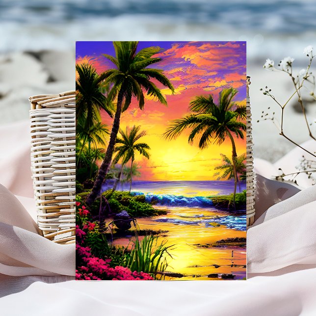 Carte d'anniversaire Tropical Coucher de Soleil (Créateur téléchargé)