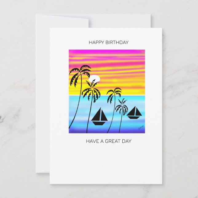Carte d'anniversaire Tropical Sunset (Devant)