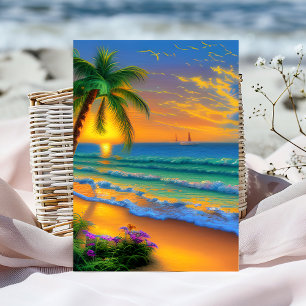 Carte d'anniversaire Tropicale Coucher de Soleil