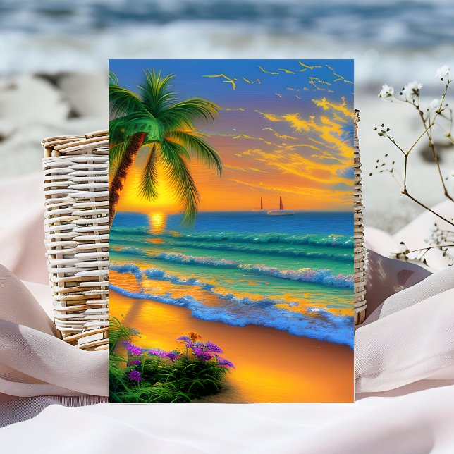 Carte d'anniversaire Tropicale Coucher de Soleil (Créateur téléchargé)