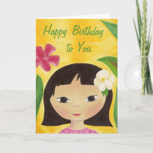 Carte d'anniversaire tropicale de fille