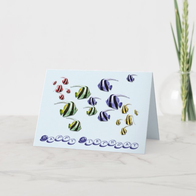 Carte d'anniversaire tropicale de natation de (Devant)