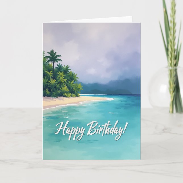 Carte d'anniversaire tropicale paisible (Devant)