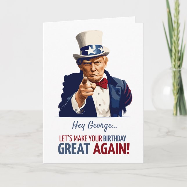 Carte d'anniversaire Trump / Nom personnalisé (Devant)