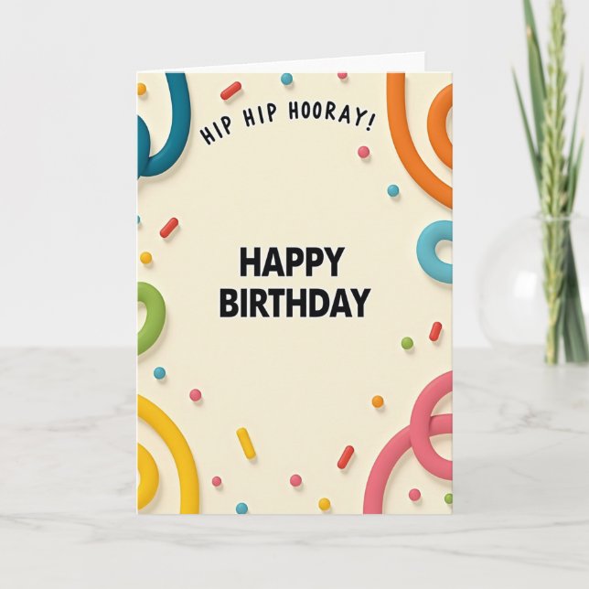Carte d'anniversaire tubulaire joyeuse (Devant)
