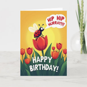 Carte d'anniversaire Tulipe Insecte Douce