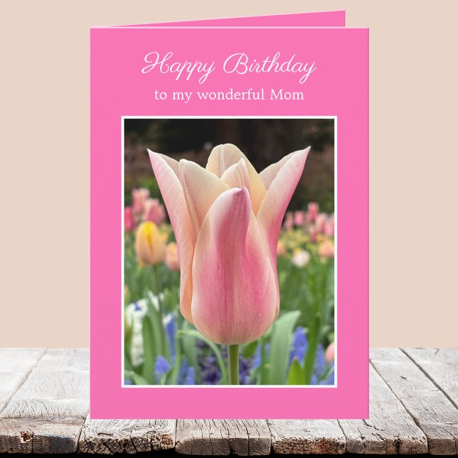 Carte d'anniversaire Tulipe Rose pour Mère ou Mama (Créateur téléchargé)