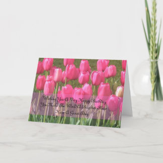 Carte d'anniversaire tulipe rose sentimentale