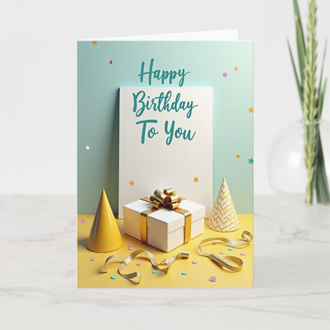 Carte d'anniversaire turquoise avec confettis (Devant)
