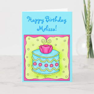 Carte d'anniversaire Turquoise avec Turquoise Cake