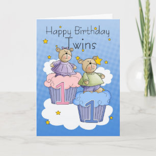 Carte d'anniversaire Twin First - Deux petits ours