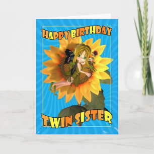 Carte d'anniversaire Twin Sister avec fée Cutie Pi