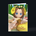 Carte d'anniversaire Twin Sister avec lune mignonn<br><div class="desc">Twin Sister Carte d'anniversaire avec lune cutie automne Fairy</div>