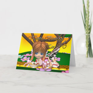 Carte d'anniversaire Twin Sister avec tarte cutie