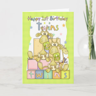 Carte d'anniversaire Twins First - Deux petites gi