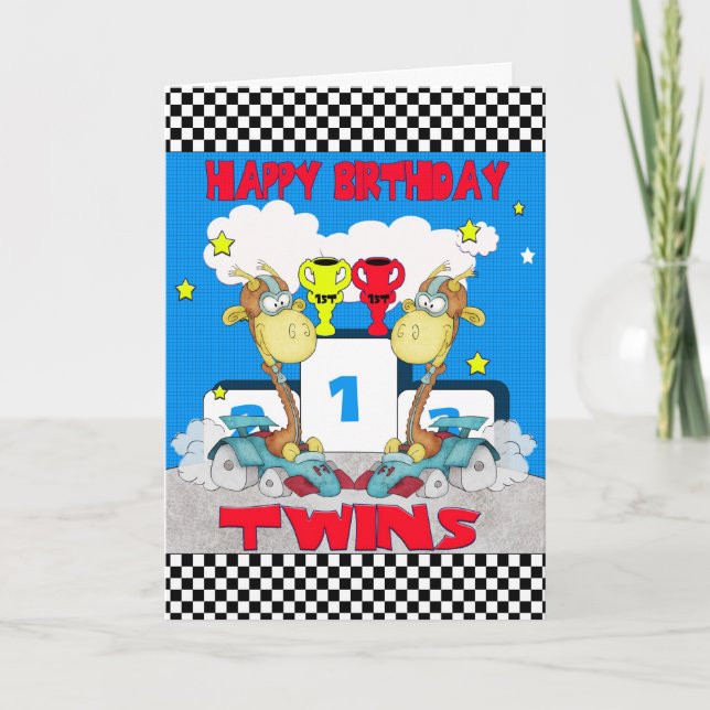 Carte d'anniversaire Twins Giraffe - Giraffe de co (Devant)