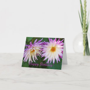 Carte d'anniversaire "Two Purple & White Dahlias"