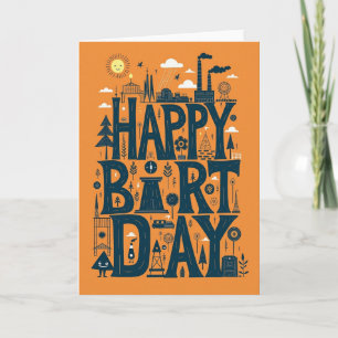 Carte d'anniversaire typographique ludique