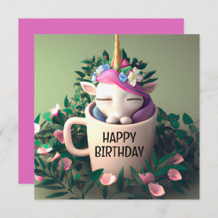 Carte d'Anniversaire Unicorn numérique mignonne