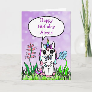 Carte d'anniversaire Unicorn personnalisée