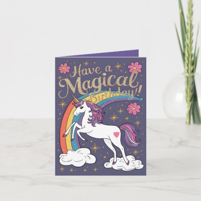 Carte d'anniversaire Unicorn Purple (Devant)