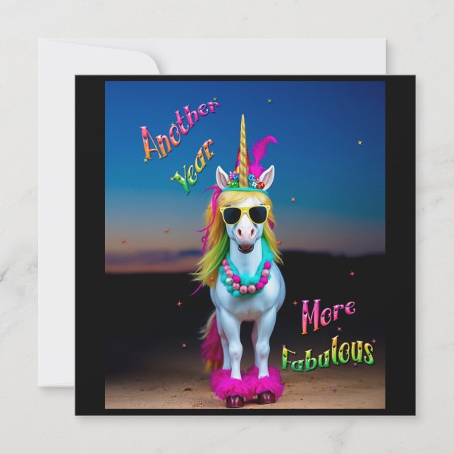 Carte d'anniversaire Unicorn Sassy personnalisatio (Devant)