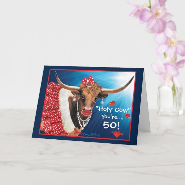 Carte d'anniversaire vache comique (Orchidée)