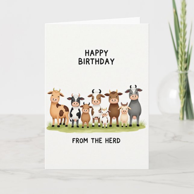 Carte d'anniversaire Vache Mignonne (Devant)